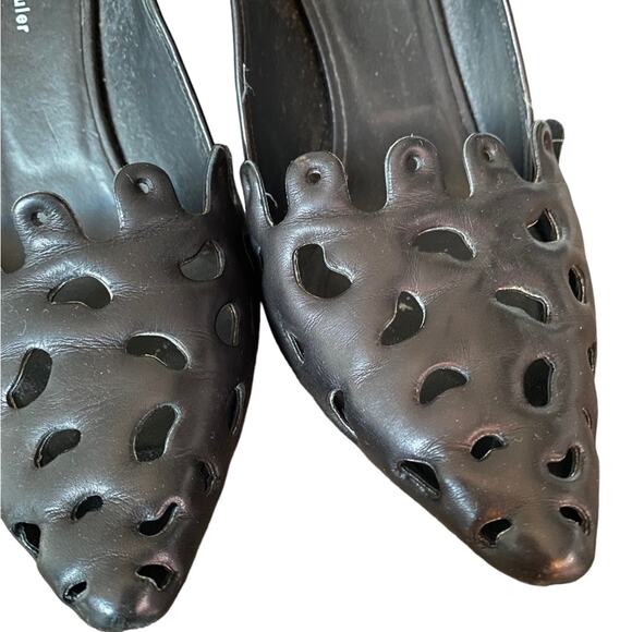 Proenza Schouler Cut Out Point Toe Black Leather Heels size 9.5 EU 39 1/2 - Picture 7 of 10